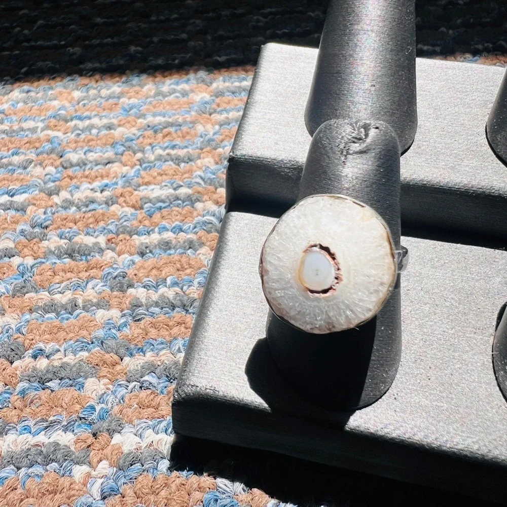 Silver plated Druzy Agate ring beautifully crafted